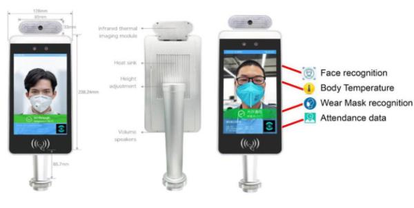 Cheap 8 Inch Pass Management Terminal With Human Body Temperature Test And Facial Recognition for sale