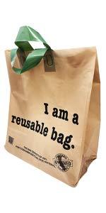 Reli. Reusable Kraft Bags w/Green Loop Handle (12"L x 6.75"W x 14"H) -250 count