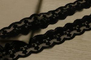 Unfading Guipure Lace Trims Black Pattern Heat Dissolving Interlining