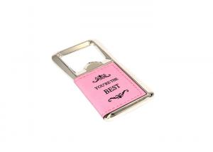 Best Rectangle PU Leather Keychain Bottle Opener Laser Engraved Hot Stamping wholesale