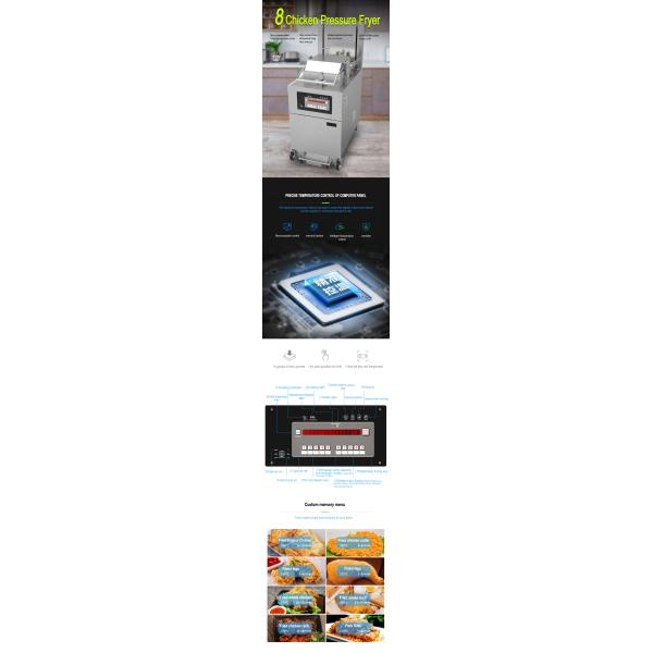 PFE-5910 8HD Electric 17KW 380V 55L 5 Fry Tray Big Productivity Broaster Chicken Pressure Fryer