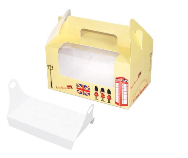 Cheap Classic Style Individual Cake Boxes , Window Cake Boxes With Handle for sale