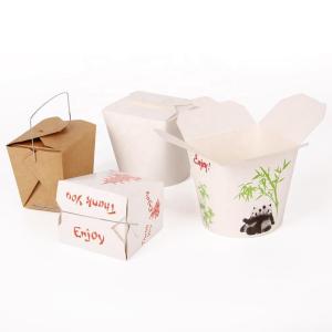 Ecofriendly Custom Printed Disposable White Kraft Wok Paper Box For Noodles Biodegradable Food Noodle Packaging Box