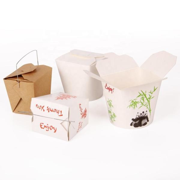Cheap Ecofriendly Custom Printed Disposable White Kraft Wok Paper Box For Noodles Biodegradable Food Noodle Packaging Box for sale