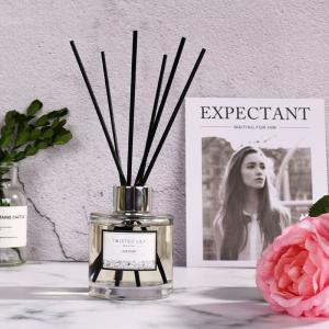 Simple Style Transparent Round Bottle Home Reed Diffuser with Black Sticks