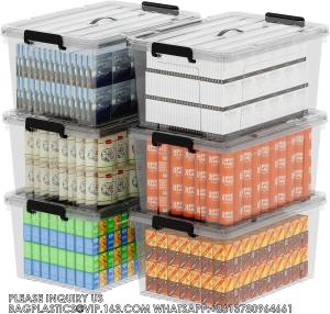 Plastic Storage Bins, Storage Box, 6 Pack, Tote Organizing Container With Durable Lids And Secure Latching Buckles