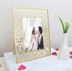Elegant European Style Brass And Glass Picture Frame Desk Top Display