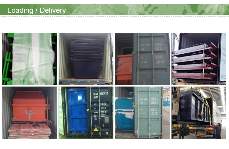 OEM Industrial Trash Bin Container Open Top Bottom Drop Bot Dumping