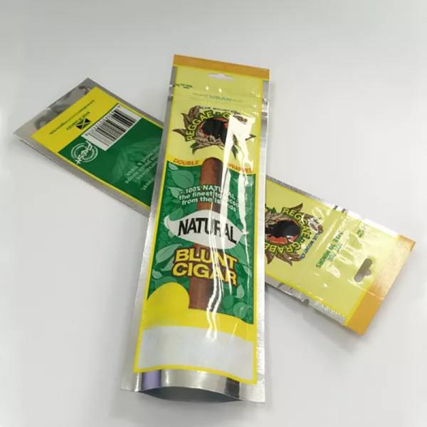 Cheap Custom Cigar Packaging Bag Tobacco PE Three Side Seal Bags With Window for sale