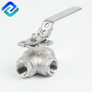 High Mounting Pad CF8 SS Three Way Ball Valve ISO5211 T Port 3 Way Valve