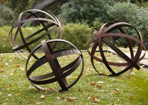 Best Hollow Corten Steel Lawn Ball Rusted Metal Garden Sculptures Custom Size wholesale