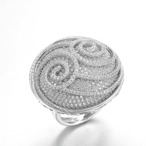Cheap Cubic Zirconia Mens Silver Patterned Rings 13.8g Sterling Silver Engraved Ring for sale