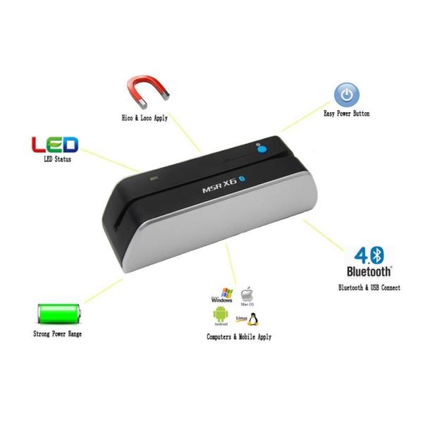 Cheap Mini Portable Smallest wireless MSRX6BT  bluetooth Magnetic Stripe Card Reader Writer Encoder compatible msr605 ms for sale