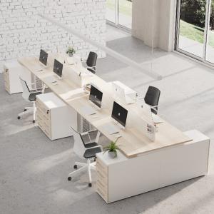 Best Eight-Person Staff Table with Separating Screen and Filing Cabinets in MFC Wood Style Side Table Option Support customization wholesale