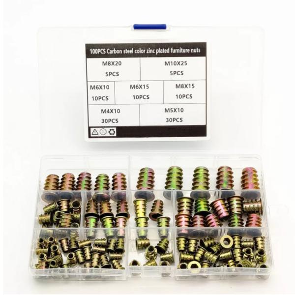 Cheap M4 M5 M6 M8 M10 100pcs For Hexagon Thread Nut Furniture Wood Insert Nut Color Zinc Plated Furniture Nuts for sale