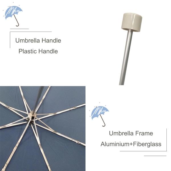 7 Oz Ultralight Umbrella Three Folding Umbrella With Zipper Case