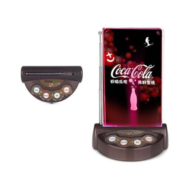 Cheap 433MHZ wireless restaurant 4 keys call button support  customized content with flash menu holder for sale