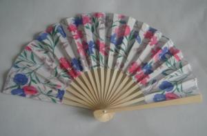 China 21cm Folding Hand Fans / Foldable Fan With Print Silk Fabric on sale