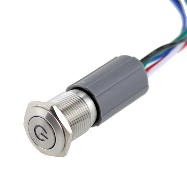 Cheap 16mm IP67 Anti Vandal Push Button Switch With Harness Plug for sale