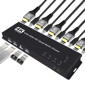 China Seamless 4K HD HDMI KVM Switch with Black Output and Quad Multiviewer Display on sale