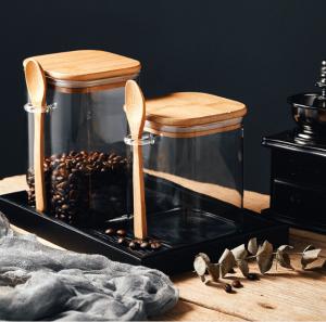 Best 1000ml Unusual Tea Coffee Sugar Jars With Airtight Bamboo Lids wholesale
