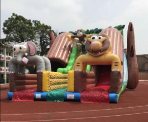 China Giant Outdoor Inflatable Forest Animal Dry Slide Huge Inflatable Monkey Elephant Dry Slide For Commercial Sale on sale