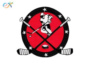 Best Twill Custom Embroidered Logo Patches , Round Shape Embroidered Hockey Patches wholesale
