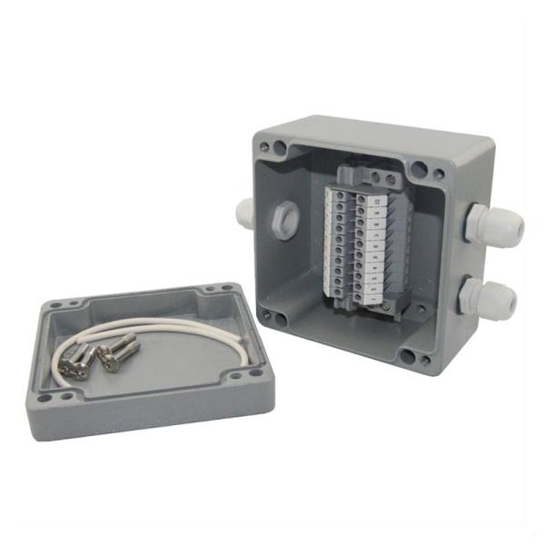 Cheap 3 Ways Waterproof Aluminum Distribution Junction Box with UK2.5B Din Rail Terminal Blocks 120*120*82mm for sale