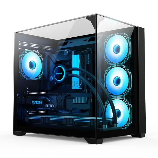 Cheap Three-sided Glass Chassis Supports Full-size ATX Motherboards Computer Case For Users Needing Efficient Cooling Expandability for sale