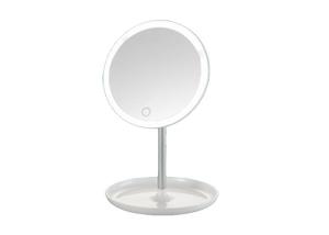 China Portable Lighted Magnifying Makeup Mirror With Cosmetic Tray Battery Powered Desk Lamp on sale