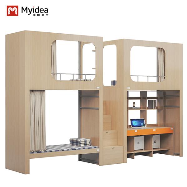 Cheap Space utilization and privacy strong three-person apartment bed with shared stairs Support customization for sale