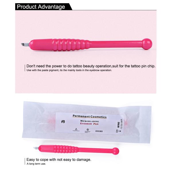 Pink Disposable Manual Tattoo Pen with Cap , 3D Embroidery Microblading Eyebrows Tool