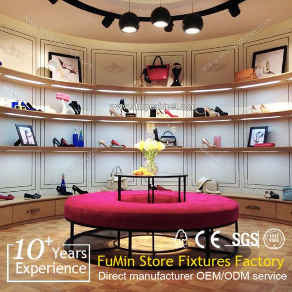 Cheap High end shoes shop design wood display shelf and racks for sale