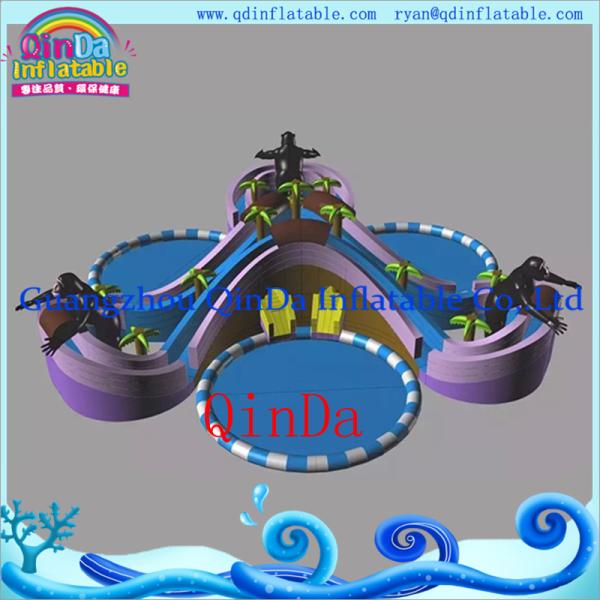 Cheap large adult size inflatable water slide with pool, jumbo water slide inflatable pool for sale