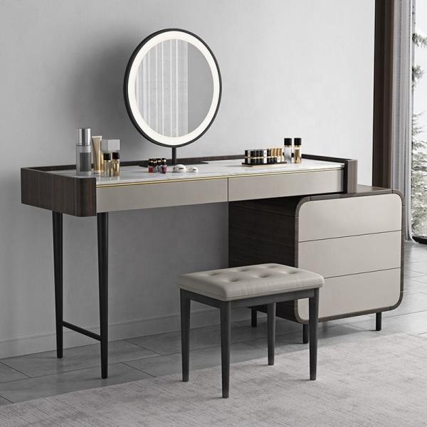 Cheap Luxury Custom Made Bedroom Makeup Vanity Table With LED Mirror for sale