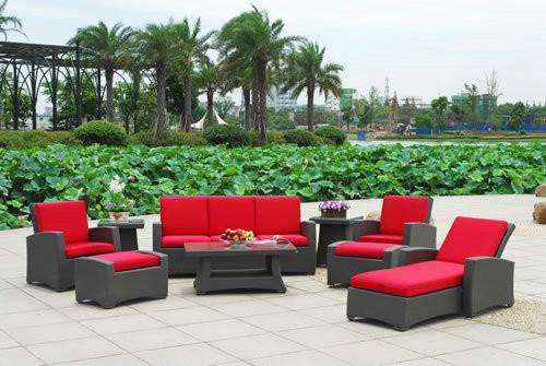 Cheap 9pcs rattan garden set with lounge for sale