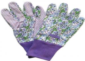 Best Purple Printed Working Hands Gloves Polar PVC Dots For Women Gardening wholesale