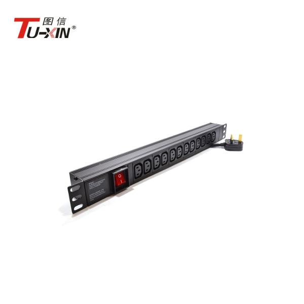 Cheap 19 Horizontal PDU Power Distribution Unit For Server Rack 12 Way C13 IEC UK Plug for sale