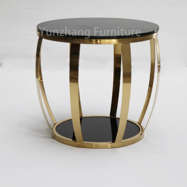 Cheap Simple Item Round Side Table SS Base Tempered Glass Sofa Table for sale