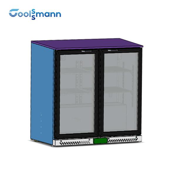 Cheap LED Control Backbar Cooler 756mm Height Manually Bottle Double Sliding Door for sale