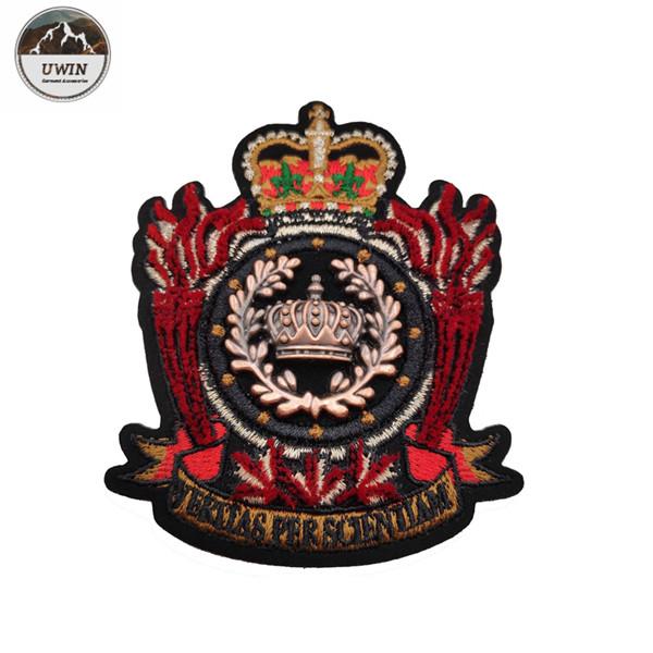 Cheap Exquisite Crown Custom 3d Patches , Large Custom Embroidered Patches For Pants for sale