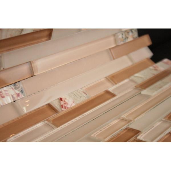 Pink Resin Pearl Stacked Shell Mosaic Tile Strip Shaped Balcony Application