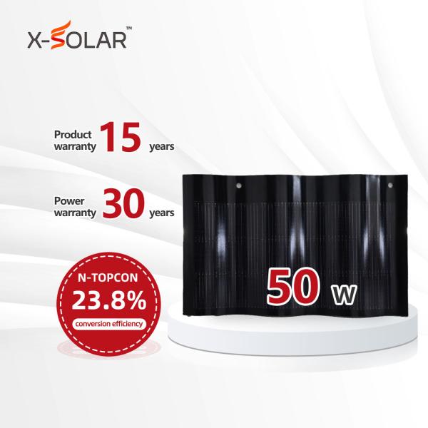 Cheap 50W Curved BIPV Solar Panel Roof Tiles Short Circuit Voltage 8.62A CE TUV Certificated for sale