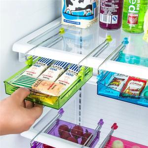 Best Fridge Organizer Space Saver Shelf Plastic Refrigerator Storage Box Freezer Shelf Holder Sliding Drawer wholesale