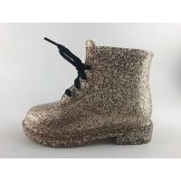 China Girls Pretty Glitter Lace Up Snowproof Pvc Rain Boots With Warm Fur for sale