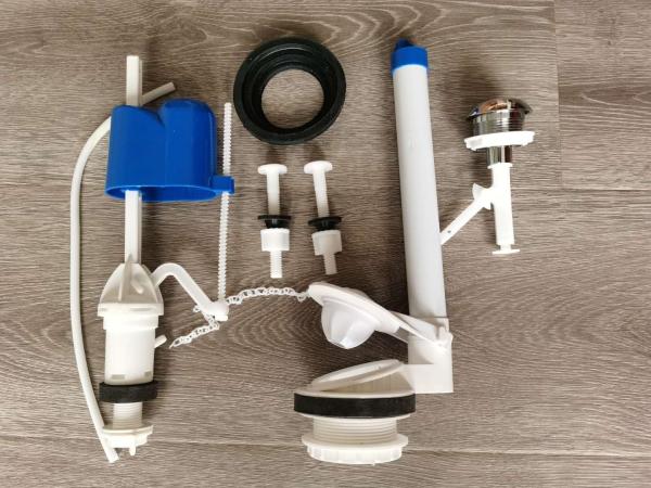 Cheap Single Push Button POM Toilet Tank Fittings Embedded Filling Valve + Flapper Flush Valve for sale
