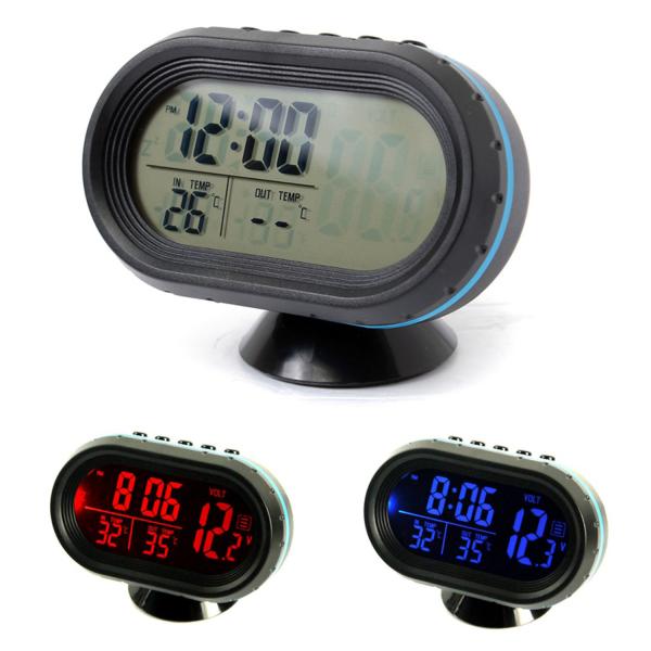 Cheap 4 In 1 LCD Digital Thermometer Voltmeter Voltage Meter Tester Monitor Luminous Clock for sale