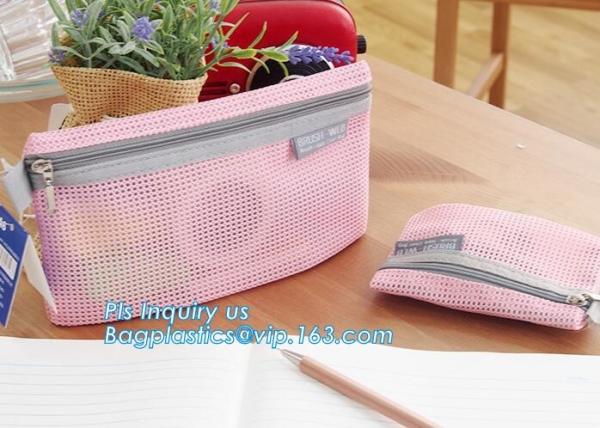 Cheap zipper lock file document mesh bag, A6 transparent zipper mesh document file stationery bag, zip Lock File Bags Stationa for sale