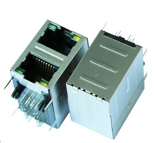 Cheap Stacked Female Network RJ45 Connectors For Lan Switch / Gateway Projects for sale