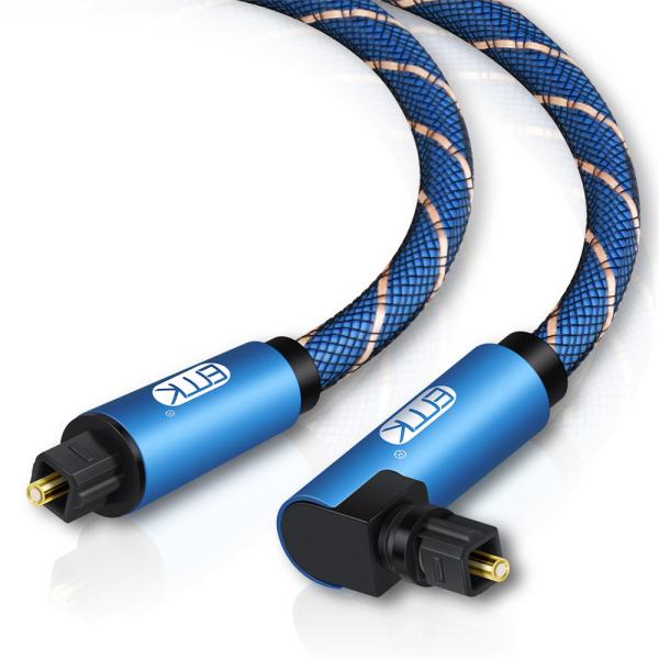 Cheap 90 Degree Optical Cable Right Angle 5.1 Digital Sound SPDIF Fiber Optical Audio Toslink Cable short with braided jacket for sale